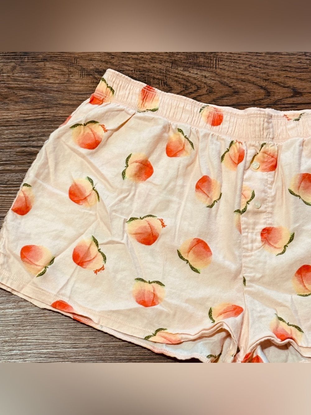 Victoria's Secret PINK Peach Print Boxer Sleep Shorts Pink Peach Medium - Picture 2 of 11